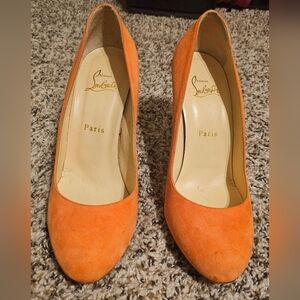 Christian Louboutin Women's Orange Suede Pumps